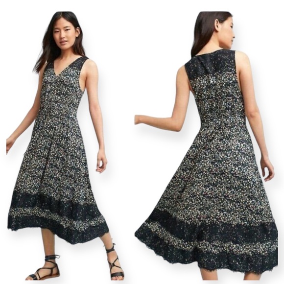 Anthropologie Ranna Gill Cynara Ditzy Print Midi Dress - Picture 1 of 15
